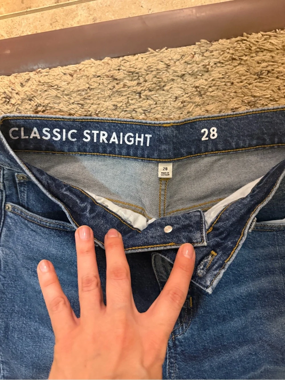 Classic Straight J Crew Ankle Jeans in Blue Denim